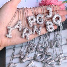 Pendant Necklaces 10Pcs Crystal Zircon A-Z Initial Letter Necklace Silver Color Charms Vintage Jewelry Temperament Gift