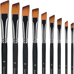 9Pcs/set Wooden Handle Painting Brushes Kits Multifunctional Professional Art Paint Brushes Drawing Easy To Hold