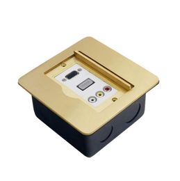 VGA Multimedia Brass Pop Up Floor Mounted Sockets Ground Outlet Box Waterproof 120mm x 120mm4549035