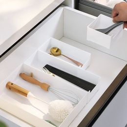 Plastic Drawer Divider Storage Box Thickened Rectangular Cosmetic Storage Organizer White Stackable Sundries Storage Box