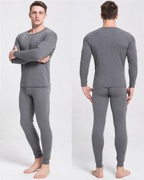 Men's Thermal Underwear Warm 2pieces Autumn Men Long Johns Cotton High Quality Soft Jersey Nightwear Man Winter Sleepewear Bottom Wear