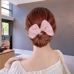 3Pcs Cloth Hair Band DIY Multicolor Bun Print Headband Hairpin Bun Maker Ponytail Holder Girl