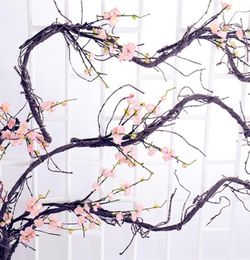 3M Artificial Flower Fake Plants Tree Rattan Cherry Branches Wall Hanging Trunk Flexible Vines For Home Wedding Garden DIY Decor8092279