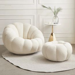 Nordic Lazy Living Room Sofa Chairs Swivel Lamb Velvet Pumpkin Chair Modern Bedroom Balcony Tatami Single Leisure Chair B