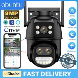 IP Cameras 9MP 5K HD Wifi IP Camera Three Lens Dual Screens 8X Digital Zoom Outdoor Surveillance Camera Security Protection IR Night Vision 240413