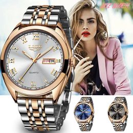 Wristwatches LIGE Top Women Watch Fashion Stainless Steel Band Waterproof Quartz Ladies Date Week Clock