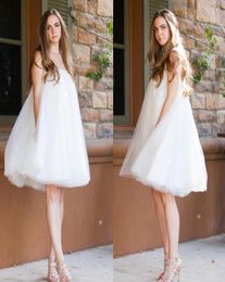 Two Functions Short Beach Wedding Dresses Knee Length Bateau White Ivory Bridal Gowns Custom made Vestidos Simple Grace Wedding Dr6133205