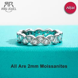 AnuJewel Moissanite Wedding Band Leaf Rings D Colour VVS1 925 Sterling Silver Lab Created Diamond Eternity Bezel Ring Jewellery