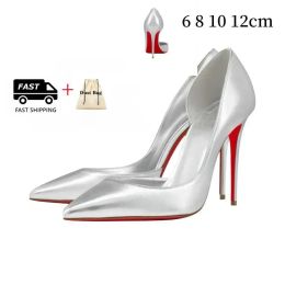 Designer Heel Woman Redbottoms Dress Shoes Red Bottoms Kitten High Heels Platform Black White Sliver Gold Nude Slingback Round Pointed Toes Pumps S s 44