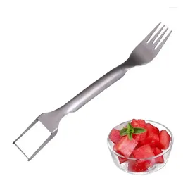 Forks 2 In 1 Watermelon Fork Multi-purpose Slicer Cutter Knife Divider Stainless Steel Kitchen Fruit Cutting Tools