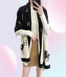 Designer Scarves Winter Scarf Women Cashmere Pashmina Horse Print Shawls Wraps Lady Thick Blanket Bufanda3867518