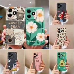 Phone Case For Tecno Pop 8 Pop8 Back Cover Cute Pilot Butterfly Square Matte Soft Silicone Screen Protector For TecnoPop 8 Funda