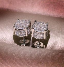 Hip Hop Men Women 925 Sterling Silver Stud Earrings White Zircon Roce Earrings 18k Gold Plated Jewellery Whole82255006592659