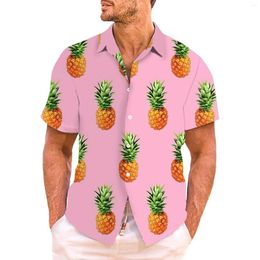 Men's Casual Shirts Fruit Printing Short Sleeve Shirt Trend Summer Loose Elegant Man Clothes Hawaiian Resort Style Top Roupas Maculinas