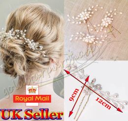 quotVintage Wedding Bridal Pearl Flower Crystal Hair Pins Bridesmaid Clips Side Comb3061367