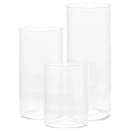 Candle Holders Glass Cup Cover Holder Tall Pillar Candles Cylinder Clear Shades Jars