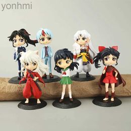 Anime Manga 5Pcs Cartoon Anime Inuyasha Doll Model Sesshoumaru Higurashi Kagome Miroku Doll Pvc Model Ornaments Toys Gifts 240413