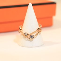 New Fashion Simple European and American Style Double Chain Pig Nose Women's Ring Simple Japanese and Korean Style