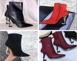 Luxury Designer Brands Combat Boot Women Adox Booty Bottes Spikes Chunky Heels Ankle Boots Martin Red-Sole Booties Party Wedding2427940