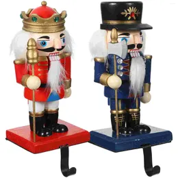 Decorative Figurines Puppet Clothes Hanger Christmas Table Decoration Ferroalloy Nutcracker Stocking Hooks Decorations 2024