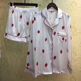 Home Clothing 2024 Fashion Silk Satin Pyjamas Women's Love Peach Sleepwear Spring Summer Shorts Set Nightwear