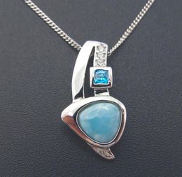 2021 Dominican Natural Larimar Pendant locket Solid 925 Sterling Silver Jewelry Gemstones Charm Pendants Fashion Lovely Gift for h8750776