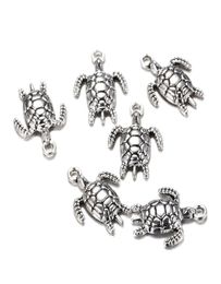 100pcslot 2317mm antique silver Alloy Turtle charms Pendant for Jewellery Making Metal Animal Pendant for DIY Findings7082625