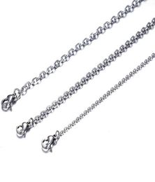 100pcs Lot Fashion Women039s Whole in Bulk Silver Stainless Steel Welding Strong Thin Rolo O Link Necklace Chain 2mm 3mm w2462066