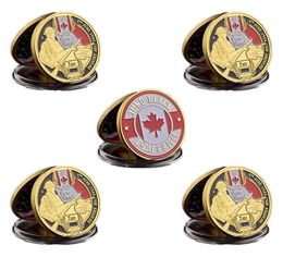 5pcs DDay Normandy Juno Beach Military Craft Canadian 2rd Infantry Division Gold Plated Memorial Challenge Coin Collectibles7571900