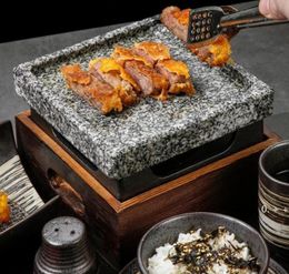 Mini barbecue grill table BBQ groove rock baking pan teppanyaki steak plate high temperature slate plate RRB128197180070