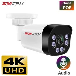 IP Cameras SIMICAM 4K Poe Camera With Audio 48V POE/DC 12V 4MP/5MP/8MP Super HD Infrared Night Vision Bullet Video Surveillance for Nvr 24413