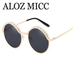ALOZ MICC Luxury Pearls Round Sunglasses Women Designer Brand Fashion 2018 New Female Mirror Eyewear Ladies Oculos UV400 A4399760189