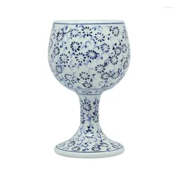 Cups Saucers Blue And White Goblet Turkish Hand-Painted Wine Glass Cute Lead-Free Decoration