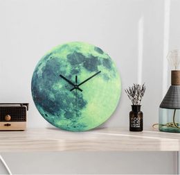 Wall Clocks 30 Cm Moon Luminous Clock 2024 Arrival S MDF Wood Circular Quartz Home Decor Bedroom Decoration Gifts