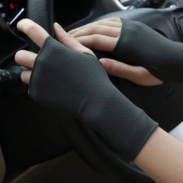 Knee Pads Half-finger Thin Gloves UV Protection Ice Silk Sunscreen Touch Screen Stretchy Fingerless Female Male