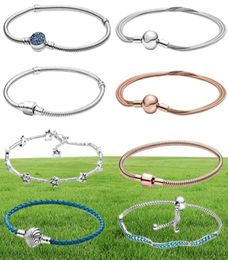 S925 Sterling Sliver Color Moments Star Wave Bracelet Rose Gold Chain for Women Fit Original Charms3333463