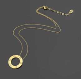 High Quality 3 Colours Stainless Steel Gold Necklace Ices Out Ring Pendant Classic Full drill Designer Necklaces Fashion Jewellery Wh2782169