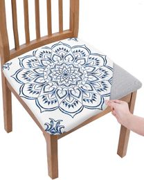 Chair Covers Mandala Pattern Retro Blue Elasticity Cover Office Computer Seat Protector Case Home Kitchen Dining Room Slipcovers