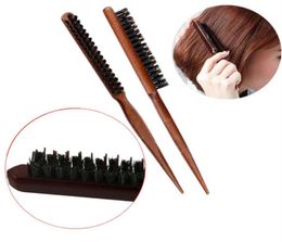 Professional Boar Bristle Hair Dress Comb Fluffy Wood Handle Hair Brush Anti Loss Wooden Barber Hair Comb Scalp Hairdresser Stylin7694815