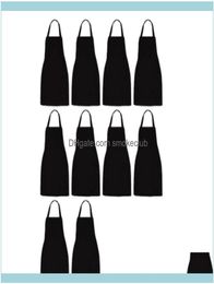 Aprons Textiles Home Garden10 Pack Bib Unisex Black Apron Bulk With 2 Roomy Pockets Hine Washable For Kitchen Crafting Bbq Din6904987