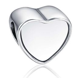 Alloy Customized blank heart photo bead Metal Slider Big Hole European Charms Fit Chamilia Biagi Bracelet8201944