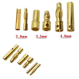 Amass 50/100Pairs 2.0mm 3.5mm 4.0mm Gold-plated Bullet Male Female Banana Plugs Connector for ESC Lipo RC Battery Plugs