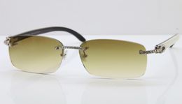 Rimless 8200760 Smaller Big Stones White Inside Black Buffalo Horn Sunglasses Unisex outdoors driving C Decoration gold fr1465123