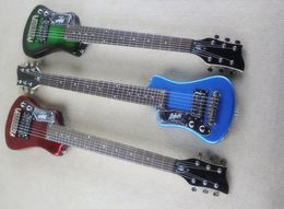 Custom Left Handed Hofner Shorty Travel Guitar Protable Mini Electric guitar With Cotton Gig BagDark Green Metallic Red Metalli5147773
