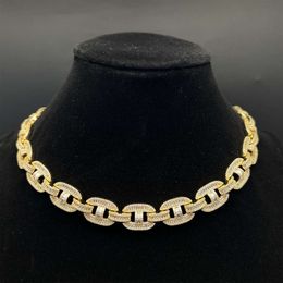 Hip -Hop -Schmuck Sterling Sier Cuban Link Kette aus Moissanit Halskette für Rapper vereisert