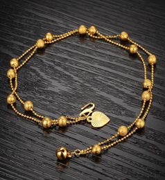 Lucky 18K Yellow Gold Filled Double Beads Chain Anklets Jewellery Women Gift232l3435125