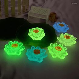 Decorative Figurines 5pcs Mini Luminous Simulated Lotus Ornament Aquarium Resin Micro Landscape Desktop Bookshelf Glow In Dark Home