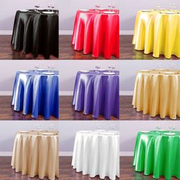 Round Satin Tablecloth Restaurant Dining Banquet Table Cover Wedding Party Events Solid Color Table Cloth Home Ornament 145cm