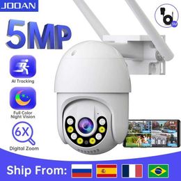 IP Cameras JOOAN 3MP 5MP PTZ Wifi Camera Colour Night IP Camera AI Tracking Outdoor Security Surveillance Camera Wireless CCTV Camera 24413