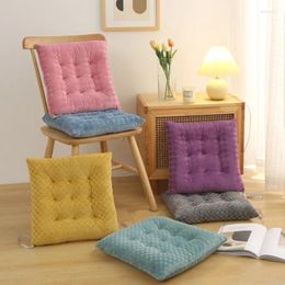 Pillow Embossed Crystal Velvet High Elasticity Chair Seat Solid Colour Pad Backrest Soft Plush Anti-slip Strap Square Mat